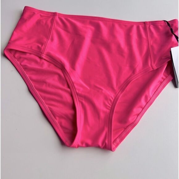 DKNY Seamed High-Waist Bikini Swim Bottom Neon Pink, swimwear, swimsuit New M - Picture 4 of 10